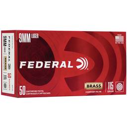 Federal Champion 9mm 115 Grain Full Metal Jacket 50 Round WM Red Box WM5199