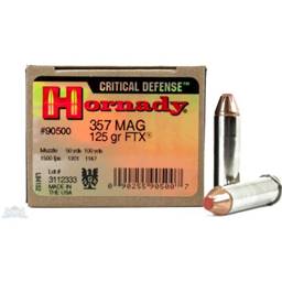 Hornady Critical Defense 357 Magnum 125 Grain FTX 25 Round Box 90500
