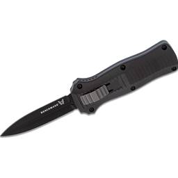 Benchmade 3350BK Mini Infidel Out the Front Switchblade Black Double Edge Blade Black Grip