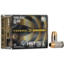 Federal Premium Personal Defense HST 45 ACP 230 Grain Jacketed Hollow Point 20 Round Box P45HST2S