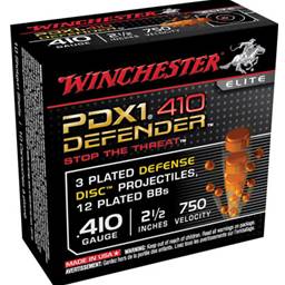 Winchester PDX1 Defender 410 Gauge 2 1/2 in 3 Defense Discs with 12 BB's  10 Round Box S410PDX1