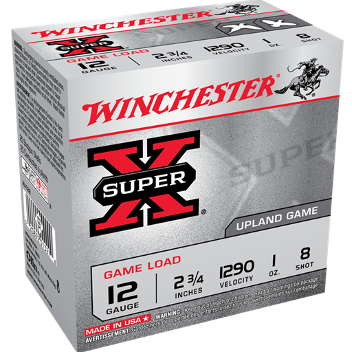 Winchester Super X Game Load 12 Gauge 2 3/4in 1 Oz 8 Shot 25 Round Box XU128