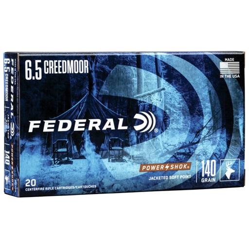 Federal Power-Shok 6.5 Creedmoor 140 Grain Jacketed Soft Point 20 Round Box 65CRDB