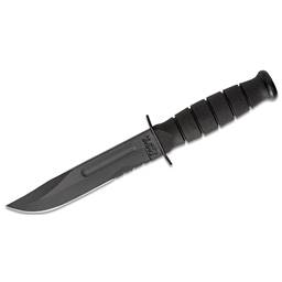 Ka-Bar Knives 1257 Short Fighting Knife 5" Serated Fixed Clip Point Black Blade Black Grip