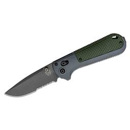 Benchmade 430SBK Redoubt Axis Folder Serrated Drop Point Black Green and Gray Grip