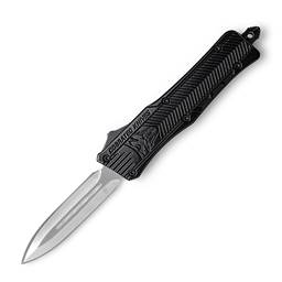 Cobra Tec Knives MBCTK-1MDMBCTK-1MDAGNSAGNS CTK-1 Medium Out The Front Switchblade Black Grip Satin Dagger Blade
