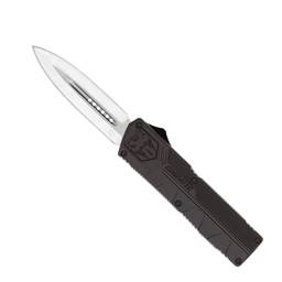 Cobra Tec Knives BCTLWDAGNS Lightweight Push Button Auto Black Handle Satin Dagger Blade