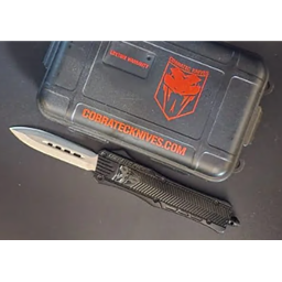 Cobra Tec Knives OTF952BLKDAGNS California Out The Front Switchblade Black Grip Satin Dagger Blade