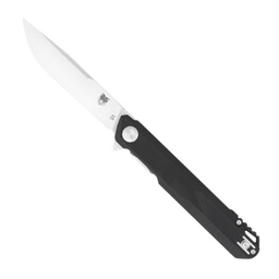 Cobra Tec Knives CTMONBLK Monarch Flipper Satin Drop Black Handle