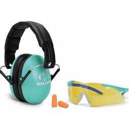 Walkers GWP-YWFM2GFP-LTL Youth and Women Combo Muff Teal Passive 23db Yellow Glasses Foam Plugs