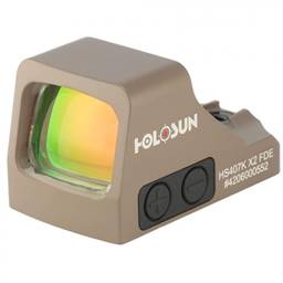 Holosun Technologies 407K-X2 FDE Compact Pistol Red Dot FDE 6 MOA Solar Shake Awake Night Vision Compatible HS407K-X2 FDE