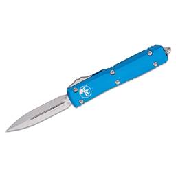 Microtech 122-10BL Ultratech Double Edged Blue Scale Stonewash Blade Out the Front Auto