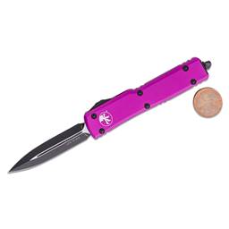 Microtech 147-1VI UTX-70 Double Edged Violet Scale Black Blade Out the Front Auto