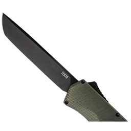 Tekto Knives A5R_T6OD_S35BK2_A1 A5 SPRY Out The Front Switchblade OD Green  Black Tanto Blade