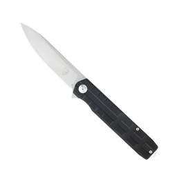 Cobra Tec Knives CTKUZIOBLKDNS Kuzio Flipper Black Grip Satin Drop Point Blade