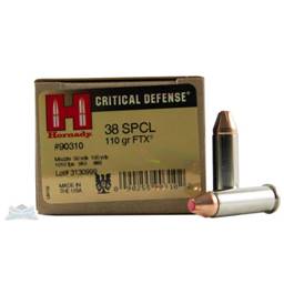 Hornady 90310 Critical Defense 38 Special 110 Grain FTX 25 Round Box