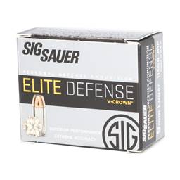 Sig Sauer E9MMA1-20 Elite V-Crown 9mm 115 Grain Jacketed Hollow Point 20 Round Box