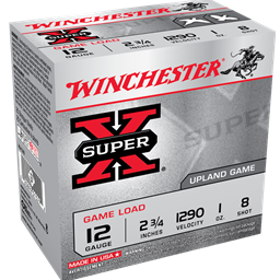 Winchester XU128 Super X Game Load 12 Gauge 2 3/4in 1 Oz 8 Shot 25 Round Box