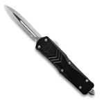 Cobra Tec Knives MBLKFS-XMDAGNS Medium FS-X Push Button Auto Black Handle Satin Dagger Blade