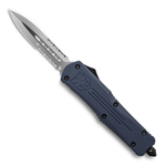 Cobra Tec Knives SNYFS-3DAG2SS Small FS-3 Push Button Auto NYPD Blue Handle Satin Partial Serration Dagger Blade