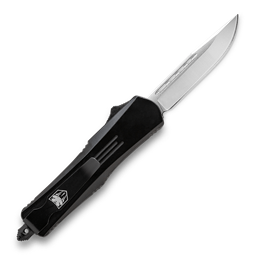 Cobra Tec Knives LBFS-3DNS Large FS-3 Push Button Auto Black Handle Satin Drop Point Blade