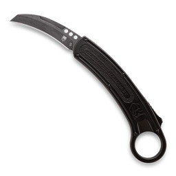 Cobra Tec Knives CTBK-RH Karambit Push Button Auto Black Handle Black Stonewash Karambit Blade
