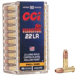 Federal 47 CCI Velocitor 22 LR 40 Grain Copper Plated Hollow Point 50 Round Box