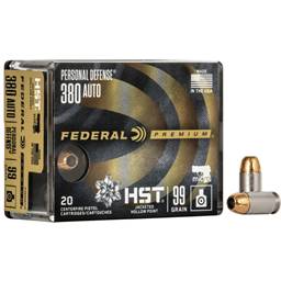 Federal Premium Personal Defense Micro HST 380  99 Grain Jacketed Hollow Point 20 Round Box P380HST1S