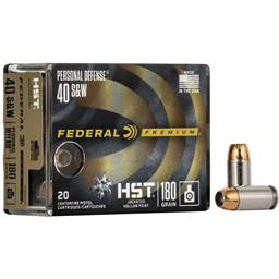 Federal P40HST1S Premium Personal Defense HST 40 S&W 180 Grain Jacketed Hollow Point 20 Round Box