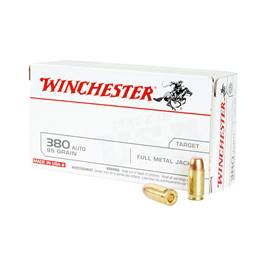 Winchester USA White Box 380 ACP 95 Grain Full Metal Jacket Flat Nose 50 Round Box Q4206