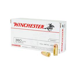 Winchester USA380VP USA White Box 380 ACP 95 Grain Full Metal Jacket Flat Nose 100 Round Value Pack