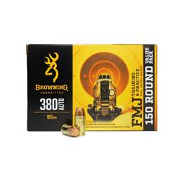 Winchester B191803805 Browning Training & Practice 380 ACP 95 Grain Full Metal Jacket 150 Round Value Pack