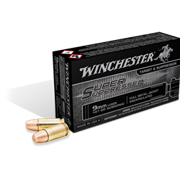 Winchester SUP9 Super Suppressed 9mm 147 Grain Subsonic Encapsulated Full Metal Jacket 50 Round Box