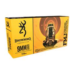 Winchester B191800092 Browning Training & Practice 9mm 115 Grain Full Metal Jacket 50 Round Box