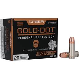 Federal 24261GD Speer Gold Dot 30 Super Carry 115 grain hollow point 20 round box