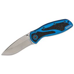 Kershaw 1670NBSW Blur Blue and Black Handle Stonewash Drop Point Blade Assisted Opening