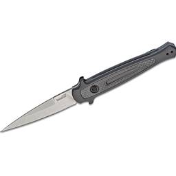 Kershaw 7150 Launch 8 Push Button Auto Grey and Carbon Hanble Stonewash Spearpoint Blade