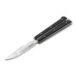 Boker 06EX227 Balisong Tactical Black Handle Satin Drop Point Blade