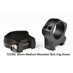 Warne 7214M Mountain Tech Lightweight 30mm Scope Rings Medium Black