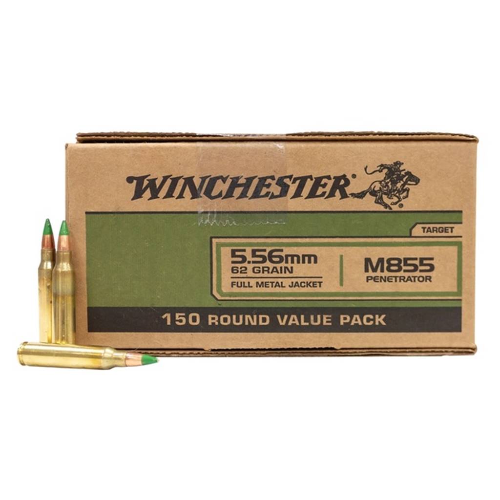 Winchester M855 556 62 Grain Green Tip Full Metal Jacket 150 Round