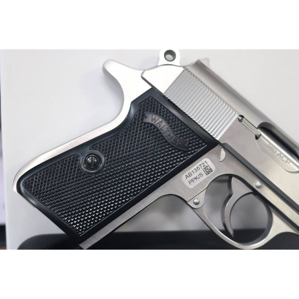 Walther PPK/S 380 ACP Stainless Frame Black Grips 3.3 Barrel 7