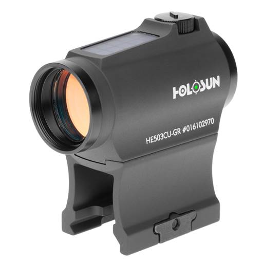 Holosun Technologies 503CU Rifle Green Dot 2 MOA Dot 65 MOA Circle Dual Reticle Solar Shake Awake Night Vision Compatible HE503CU-GR
