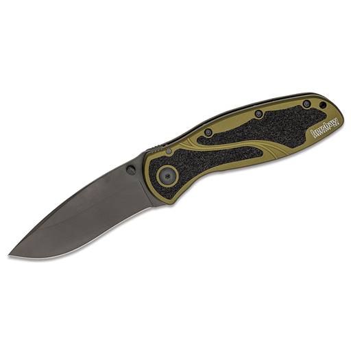 Kershaw Blur Olive Grip Black Recurve Drop Point Blade Assisted Opening 1670OLBLK