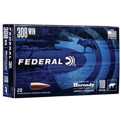 Federal V308VM110 Varmint & Predator 308 Win 110 gr Hornady V-Max (VMX) 20 Bx/