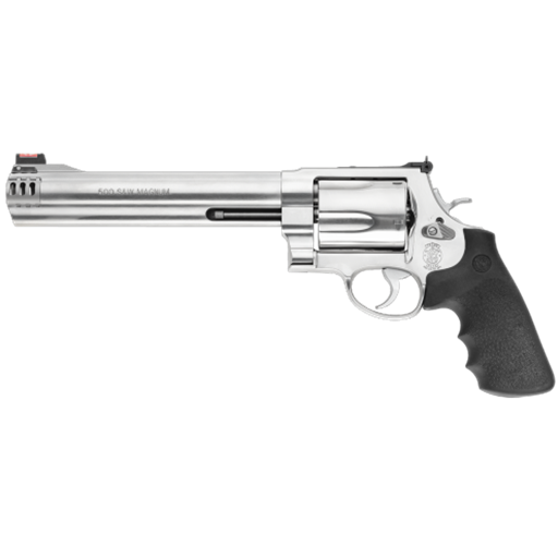 Smith & Wesson 163501 Model 500 S&W Magnum Stainless Steel Black Rubber Grip Ported 8.38" Barrel 5 Shot