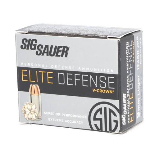 Sig Sauer E9MMA2-20 Elite V-Crown 9mm 124 Grain Jacketed Hollow Point 20 Round Box