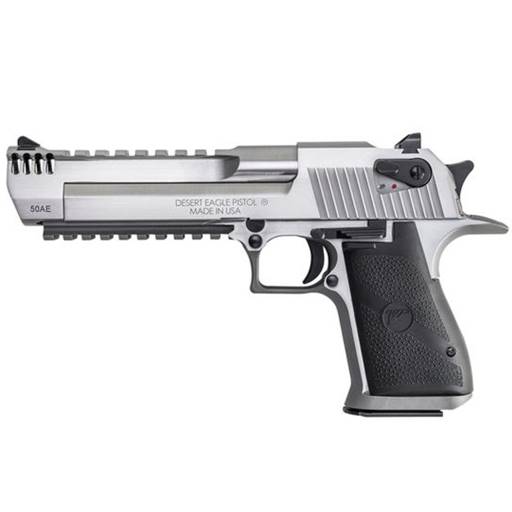 Magnum Research DE50SRMB Desert Eagle Mark XIX 50 AE Stainless Black Rubber Grips 6" Barrel With Brake 7 Rounds