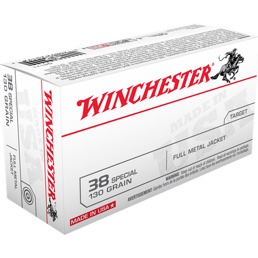 Winchester USA White Box 38 Special 130 Grain Full Metal Jacket 50 Round Box Q4171