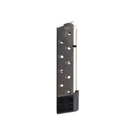 Chip Mccormick 15150 1911 Magazine 45 ACP  10 Round Stainless Black Extension