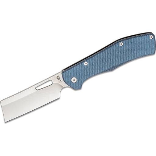 Gerber 30-001789 Flatiron Blue Handle Stonewash Cleaver Blade Flipper